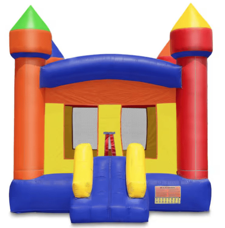 Castle bounce house with a built-in slide