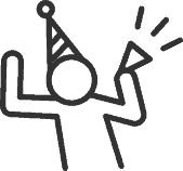 Person celebrating in a party hat
